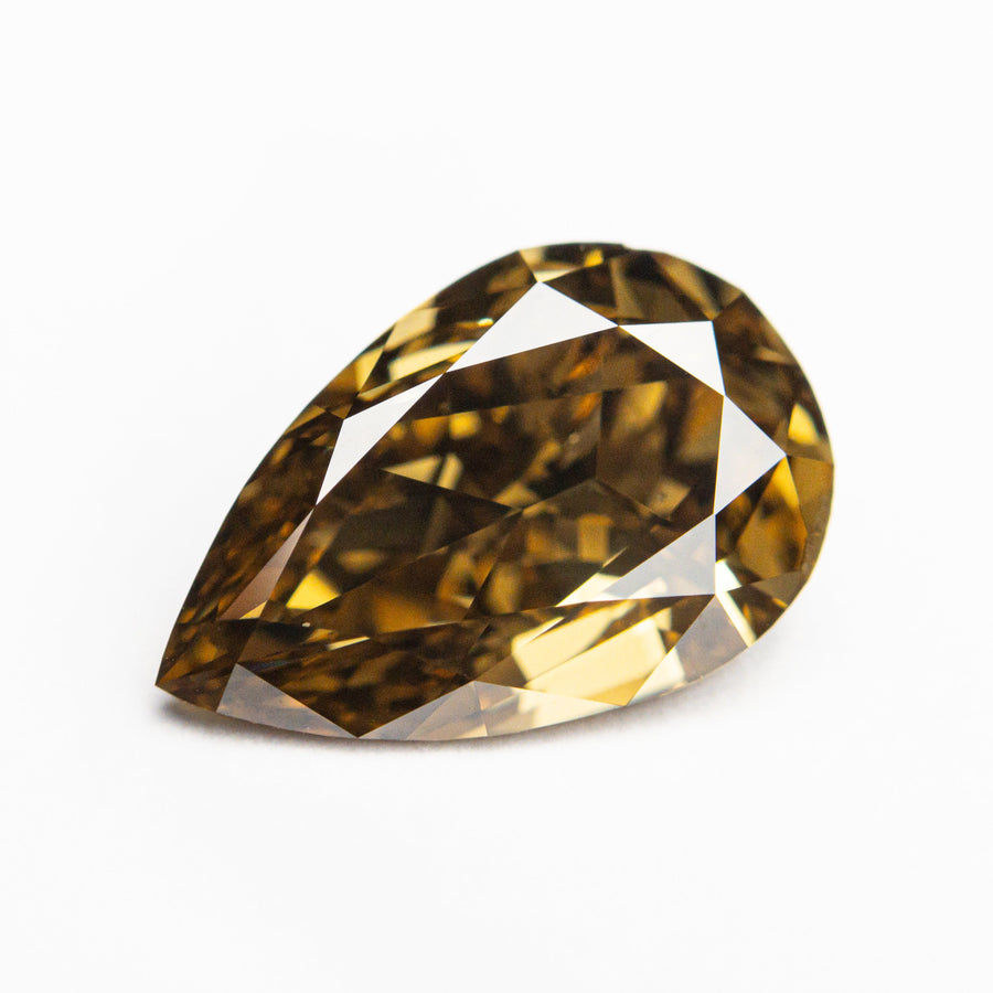 The 2.50ct 11.97x7.83x4.23mm GIA SI1 Fancy Dark Yellow-Brown Pear Brilliant 🇦🇺 24110-01 by East London jeweller Rachel Boston | Discover our collections of unique and timeless engagement rings, wedding rings, and modern fine jewellery. - Rachel Boston Jewellery