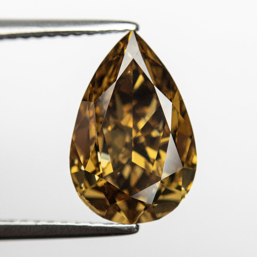 The 2.50ct 11.97x7.83x4.23mm GIA SI1 Fancy Dark Yellow-Brown Pear Brilliant 🇦🇺 24110-01 by East London jeweller Rachel Boston | Discover our collections of unique and timeless engagement rings, wedding rings, and modern fine jewellery. - Rachel Boston Jewellery