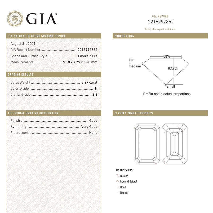 The 3.27ct 9.18x7.79x5.28mm GIA SI2 N Vintage Cut Corner Rectangle Step Cut 20676-01 by East London jeweller Rachel Boston | Discover our collections of unique and timeless engagement rings, wedding rings, and modern fine jewellery. - Rachel Boston Jewellery