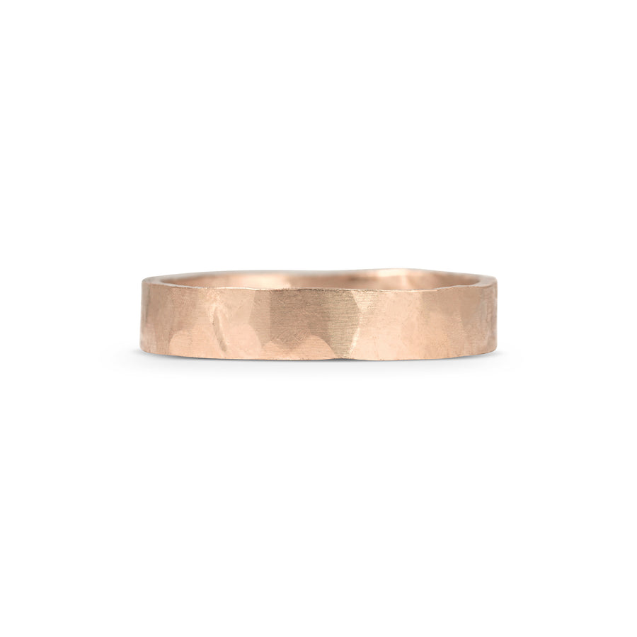 The Matte Hammered Flat Wedding Band - 4.5mm by East London jeweller Rachel Boston | Discover our collections of unique and timeless engagement rings, wedding rings, and modern fine jewellery. - Rachel Boston Jewellery