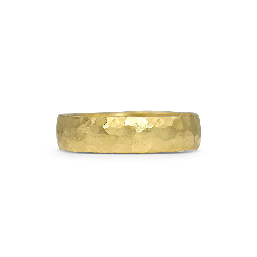 The Matte Hammered D Shape Wedding Band - 5.5mm by East London jeweller Rachel Boston | Discover our collections of unique and timeless engagement rings, wedding rings, and modern fine jewellery. - Rachel Boston Jewellery