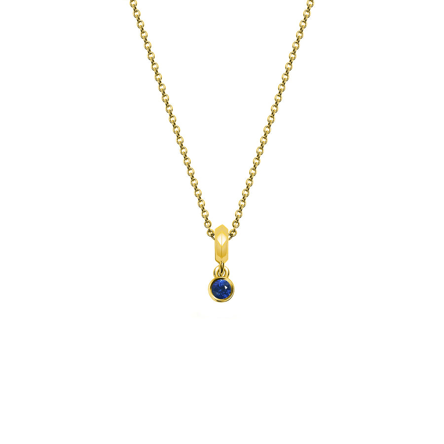 The SMALL DROPLET SAPPHIRE NECKLACE by East London jeweller Rachel Boston | Discover our collections of unique and timeless engagement rings, wedding rings, and modern fine jewellery. - Rachel Boston Jewellery